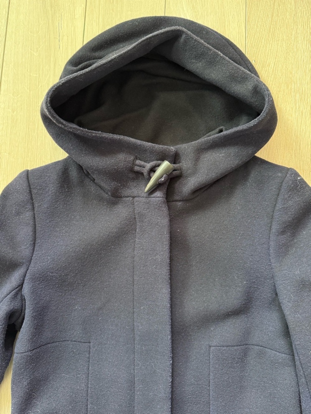 Aritzia Babaton Pearce Italian Wool Cashmere Hooded Duffle Peacoat XS Navy - Picture 4 of 13